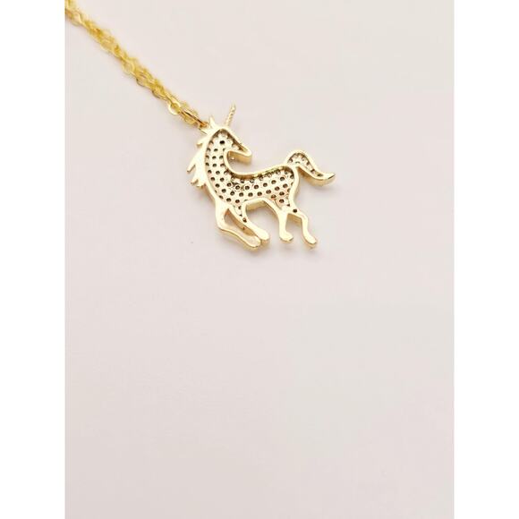 CZ Unicorn Necklace Pendant Purple Jasper Star Gold-Plated Adjustable Chain - Picture 5 of 6